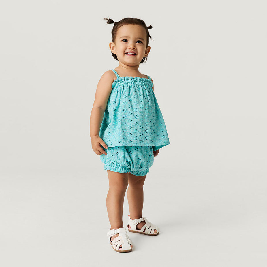 Tibetan Stone Eyelet Smocked Tank Bummie Set