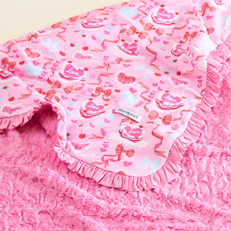 Love Cake Minky Ruffled Luxette Patoo® Blanket