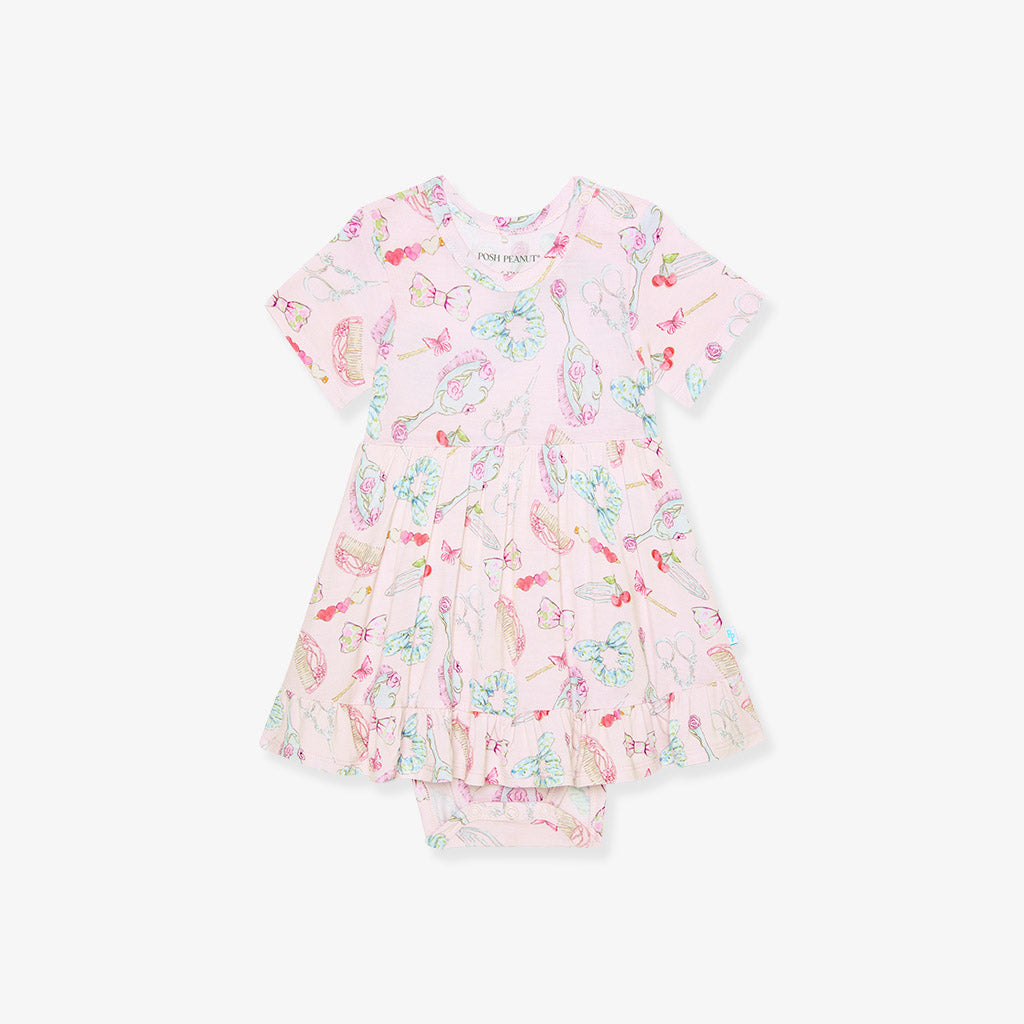 Carlita Ruffled Twirl Bodysuit Dress
