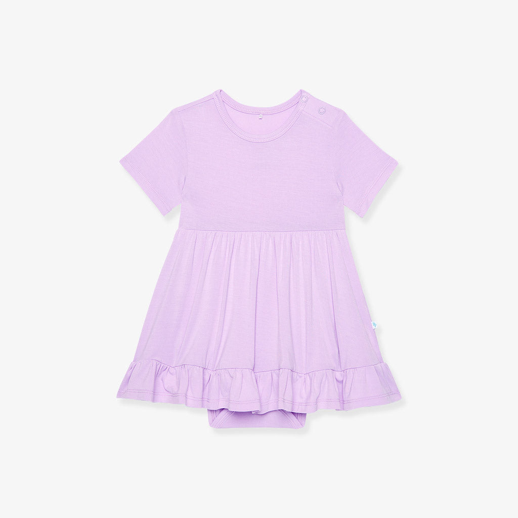 Lavender Haze Ruffled Twirl Bodysuit Dress