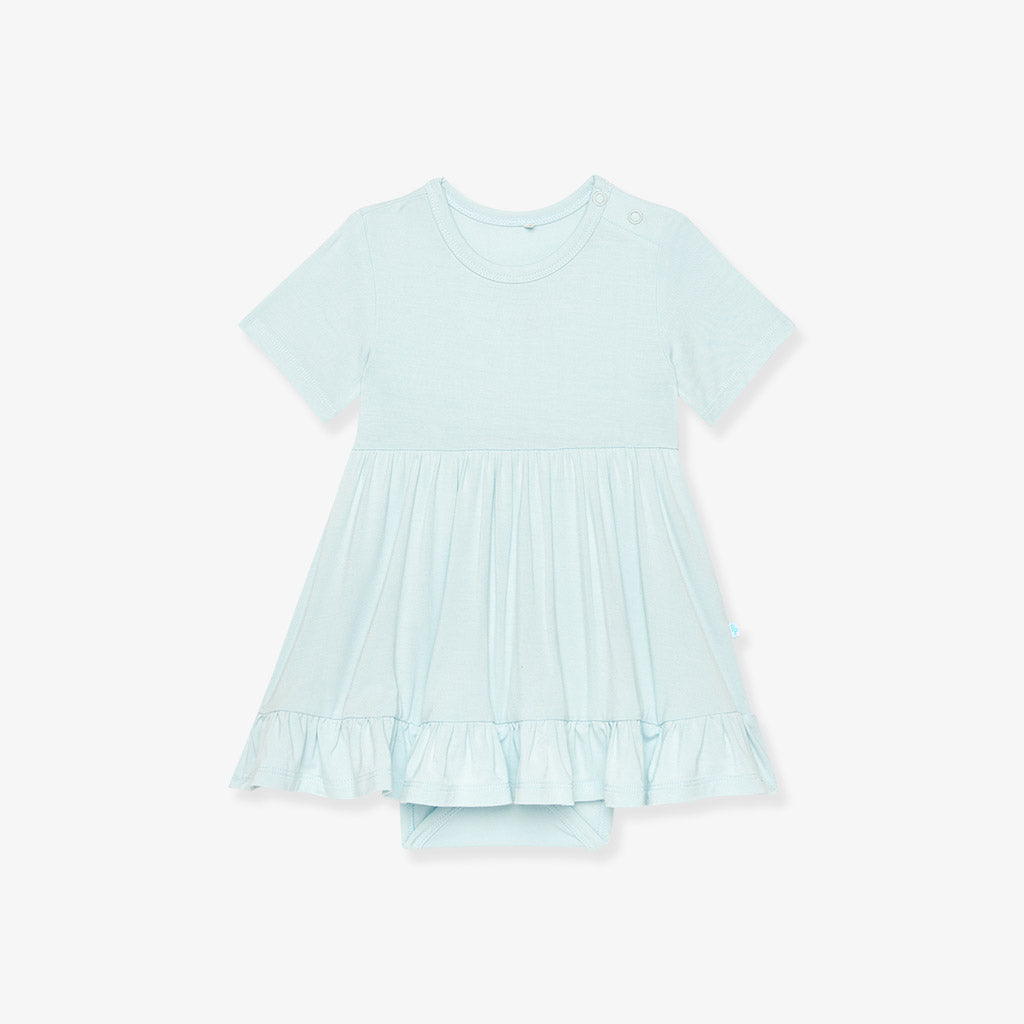 Starry Blue Ruffled Twirl Bodysuit Dress