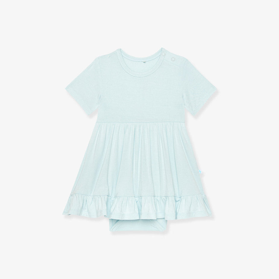 Starry Blue Ruffled Twirl Bodysuit Dress