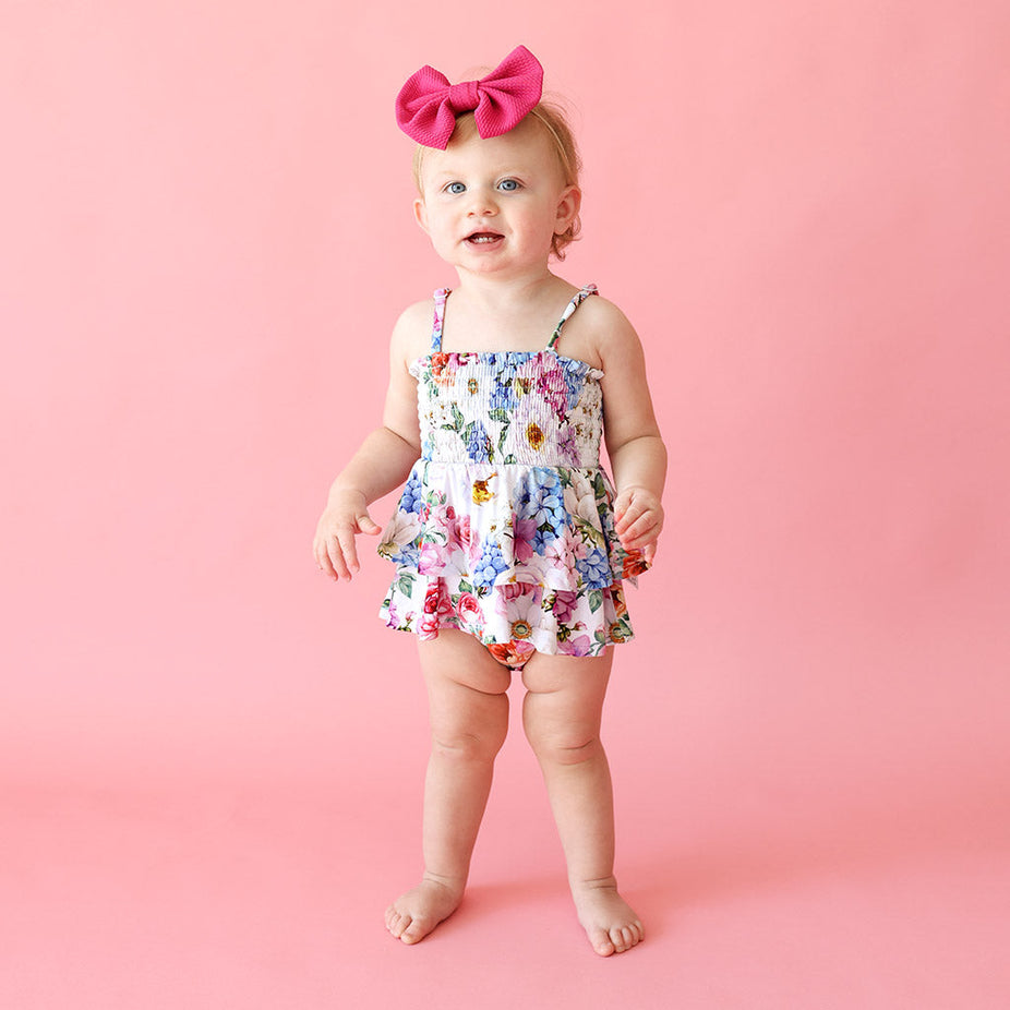 Cynthia Smocked Tiered Bodysuit Dress
