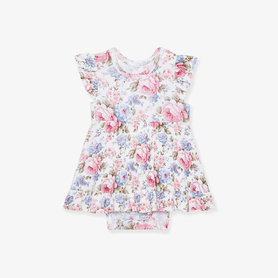 Etta Pointelle Ruffled Bodysuit Dress