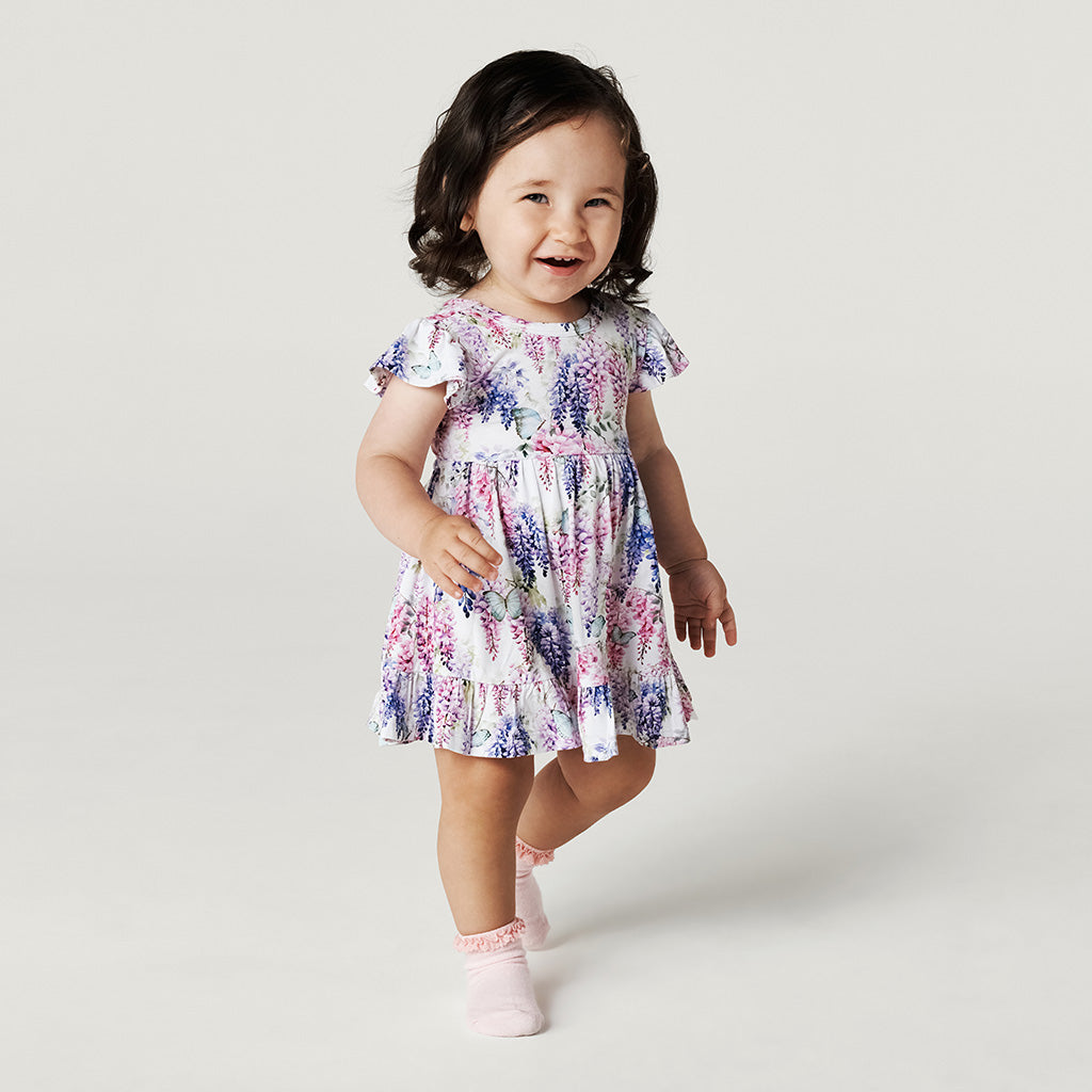 Laura Jane Tie Back Ruffled Bodysuit Dress