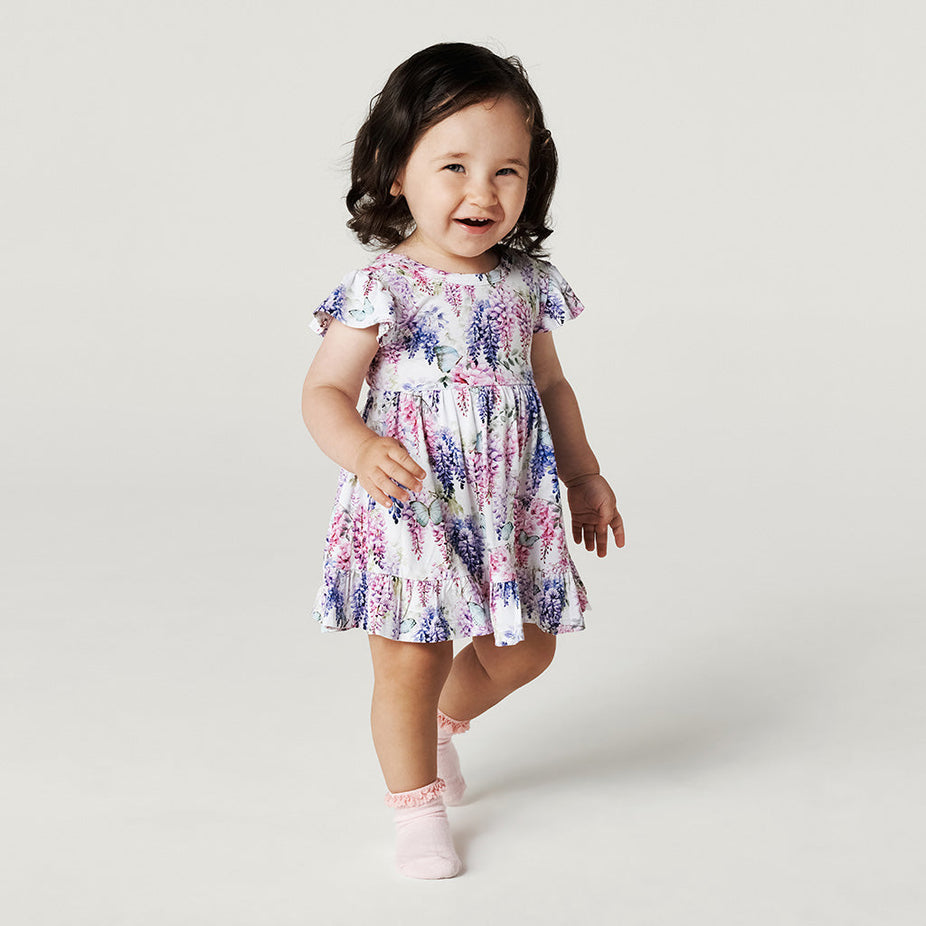 Laura Jane Tie Back Ruffled Bodysuit Dress