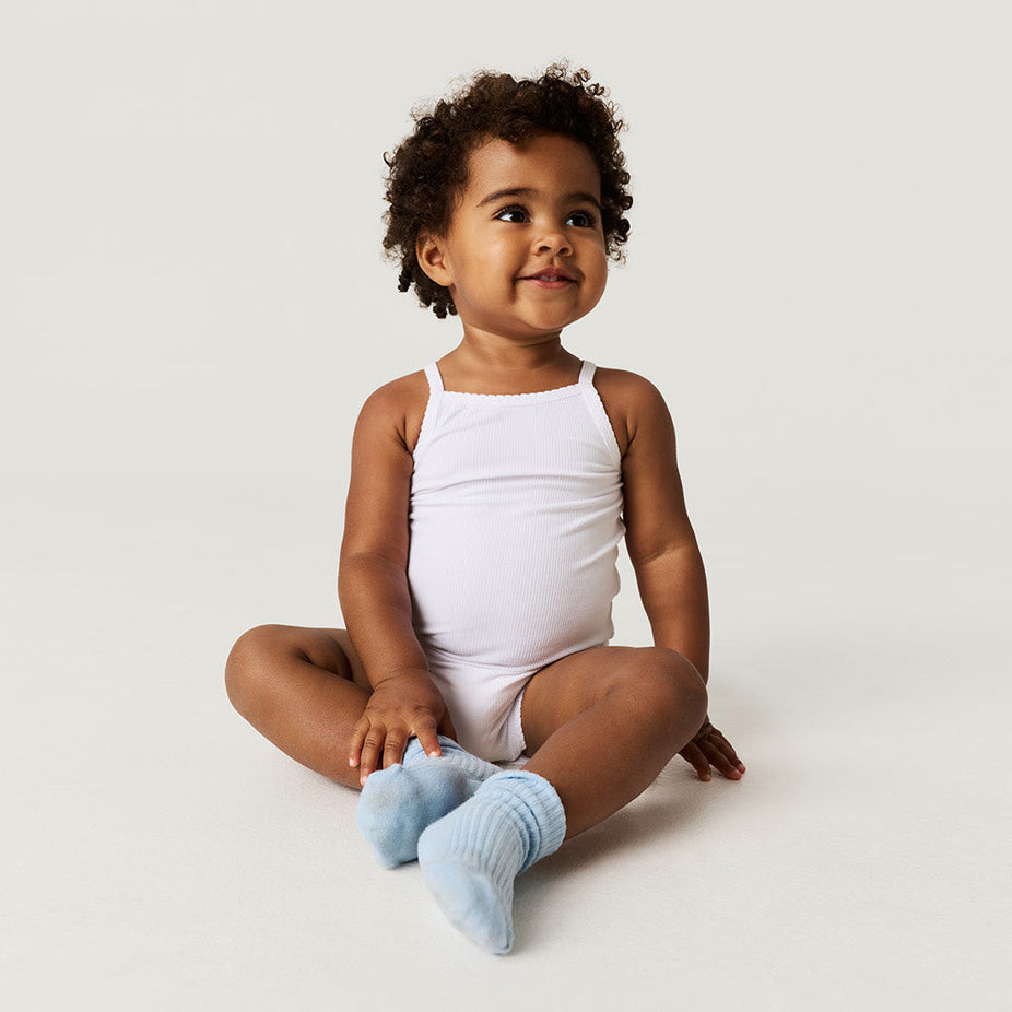 Optical White Premium Knit Rib Scallop Bodysuit