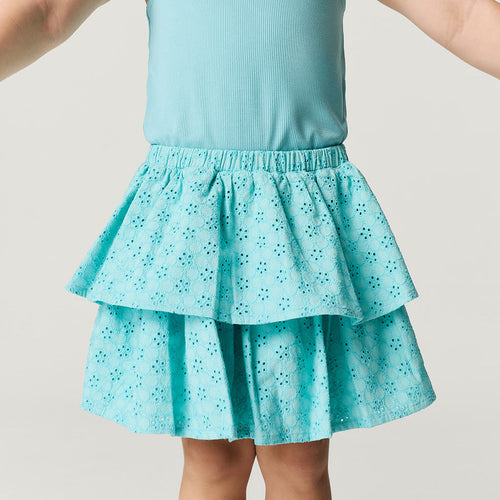 Tibetan Stone Eyelet Tiered Ruffled Skirt