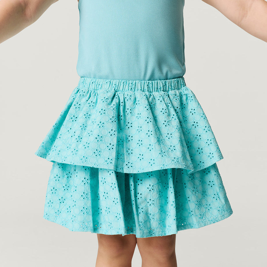 Tibetan Stone Eyelet Tiered Ruffled Skirt