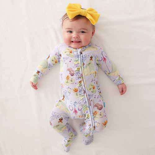 Disney Princess Tiana Footie Ruffled Zippered One Piece