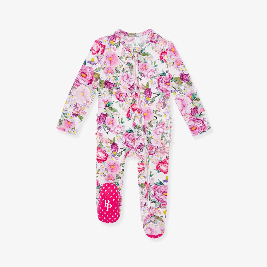 Elly Footie Ruffled Zippered One Piece