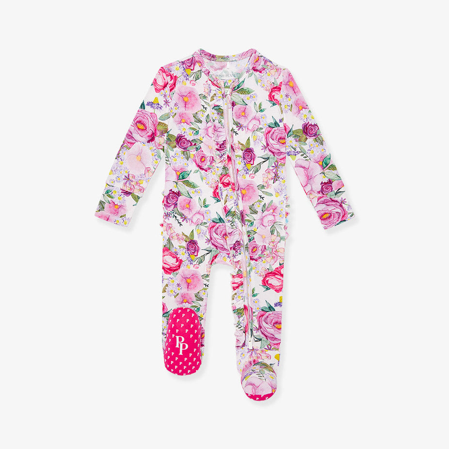 Elly Footie Ruffled Zippered One Piece
