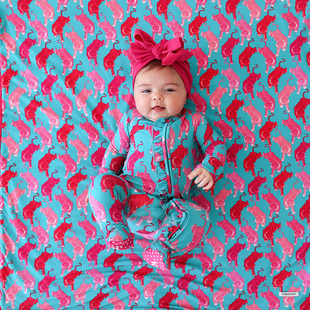Le Tigre Footie Ruffled Zippered One Piece