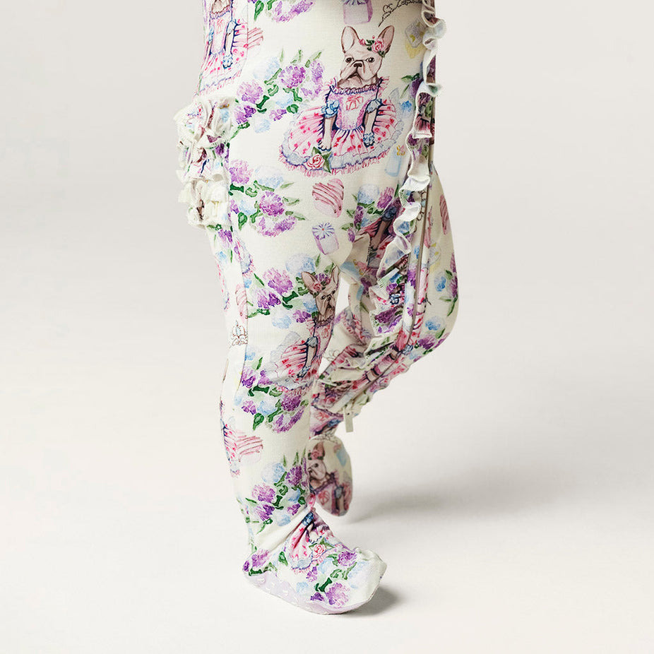 Posh Frenchie Footie Ruffled Zippered One Piece