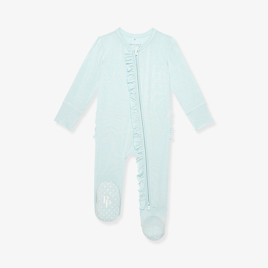 Starry Blue Footie Ruffled Zippered One Piece