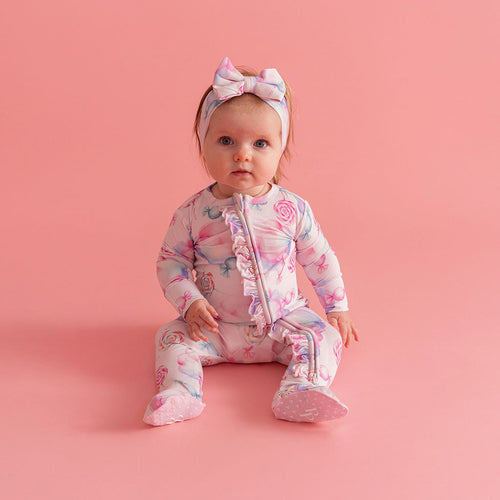 Sweeties Footie Ruffled Zippered One Piece