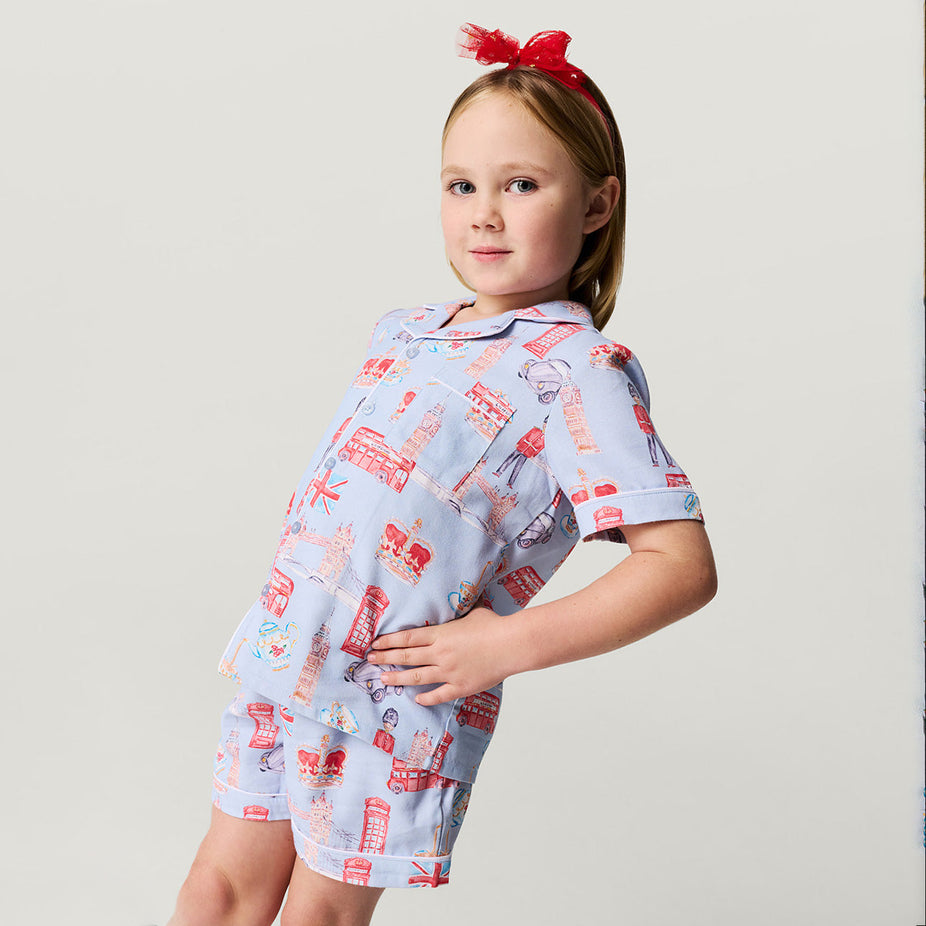 Posh London Twill Pajama Short Set