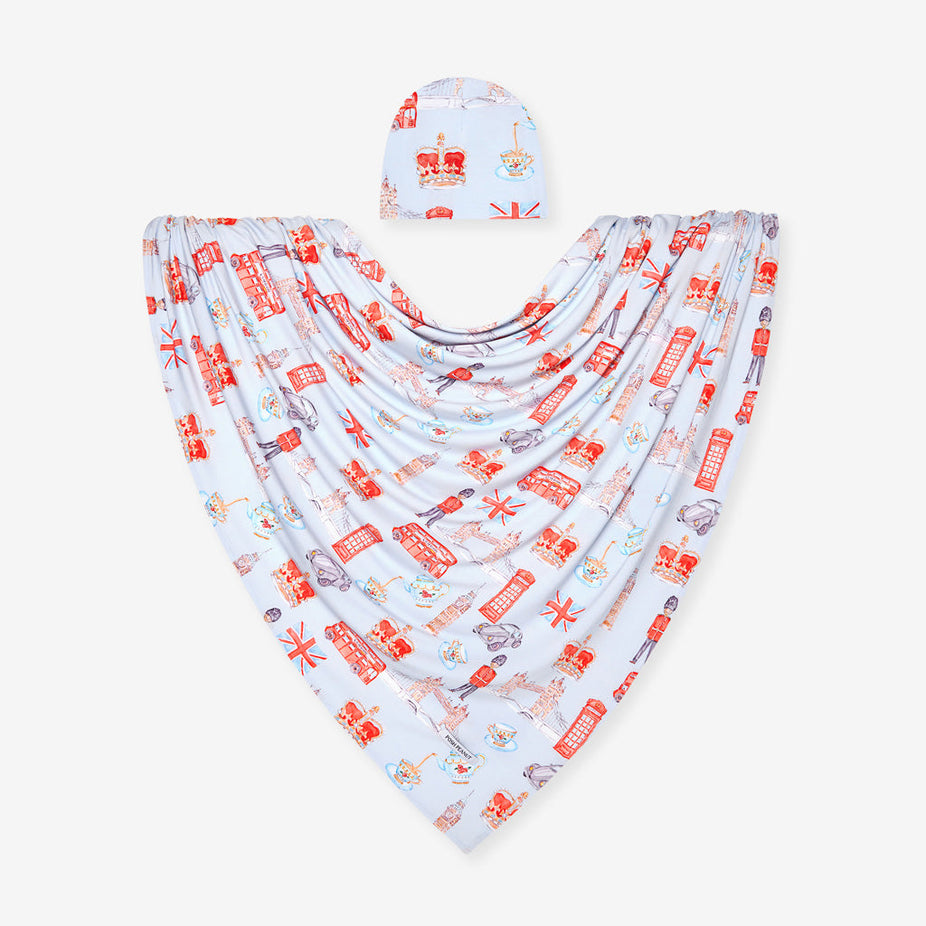 Posh London Swaddle Beanie Set