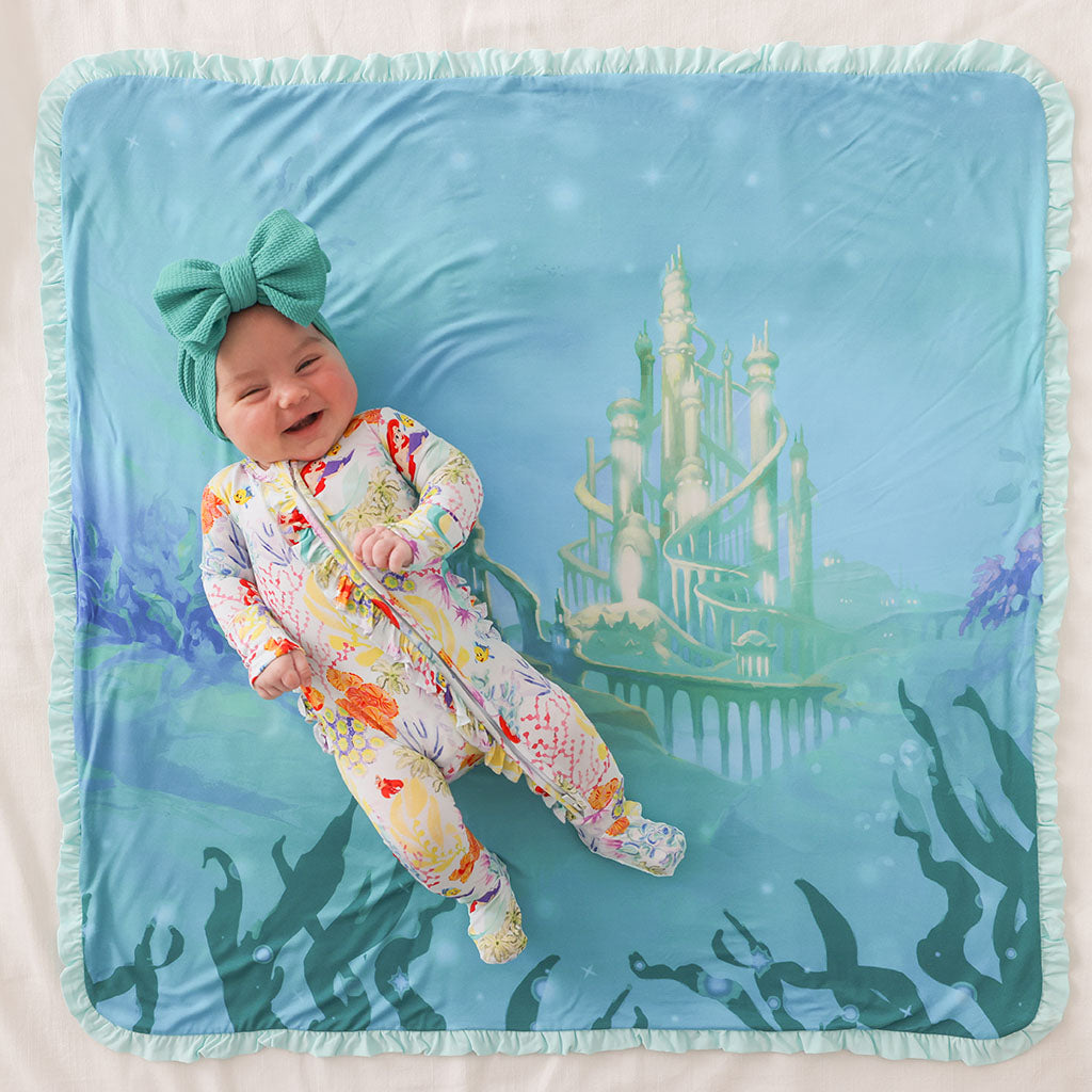 Disney Princess Ariel & Ariel's Castle Ruffled Luxette Patoo® Blanket