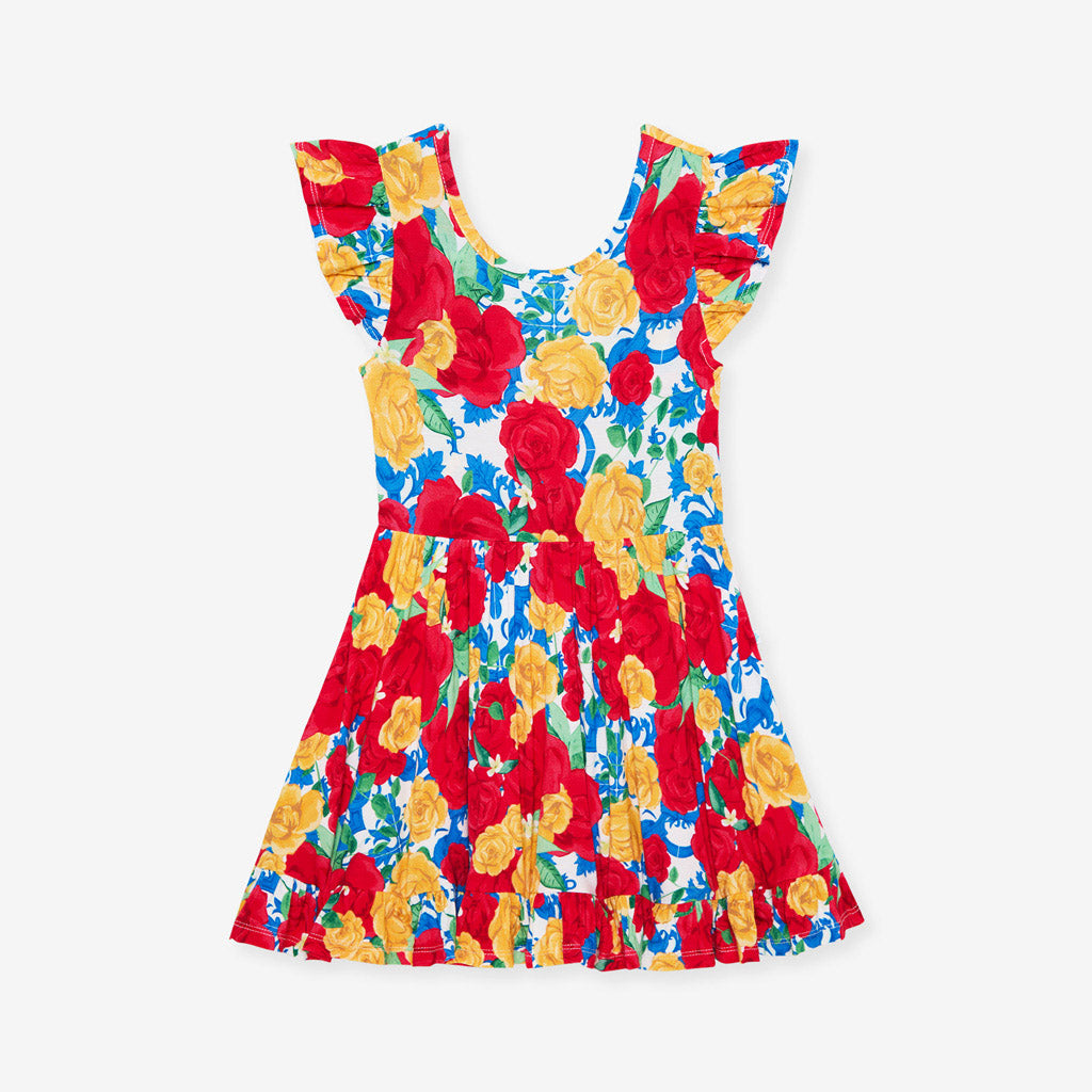 Valentina Tie Back Ruffled Twirl Dress