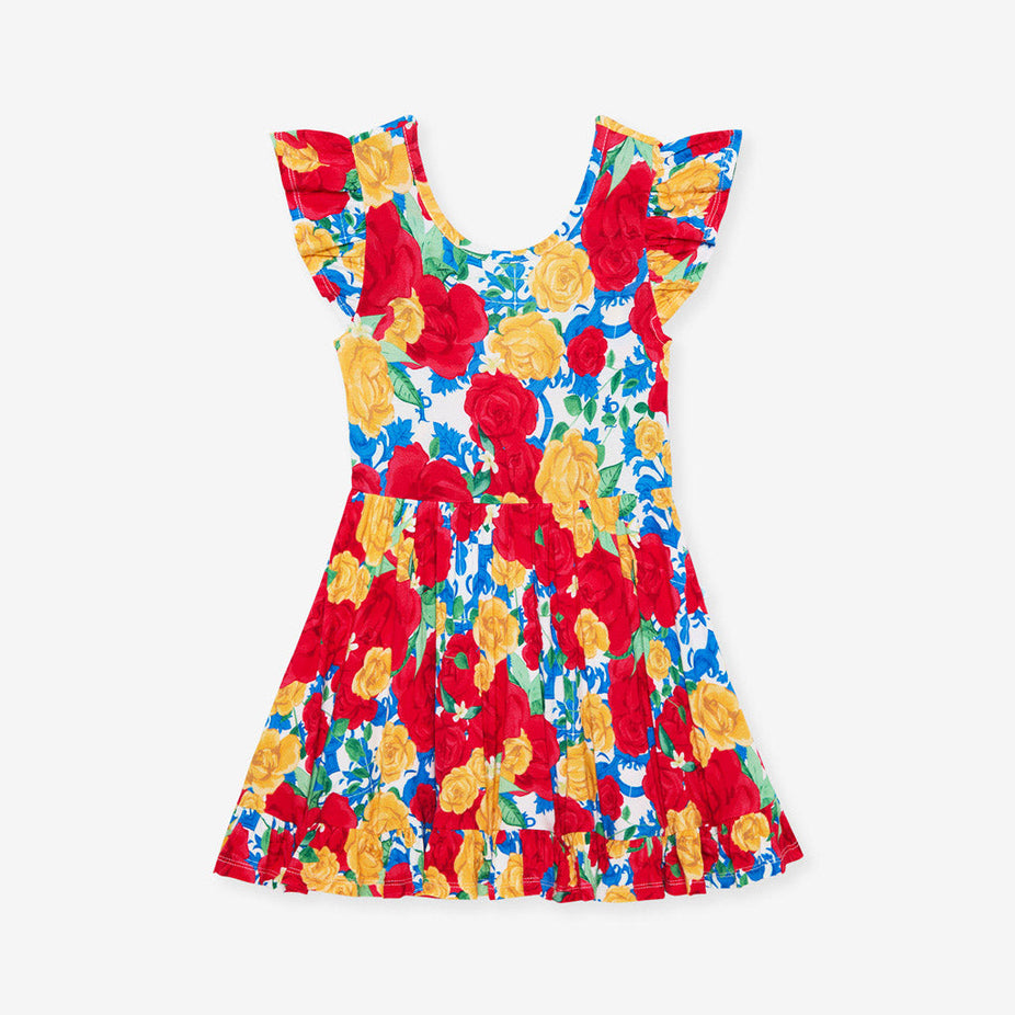 Valentina Tie Back Ruffled Twirl Dress