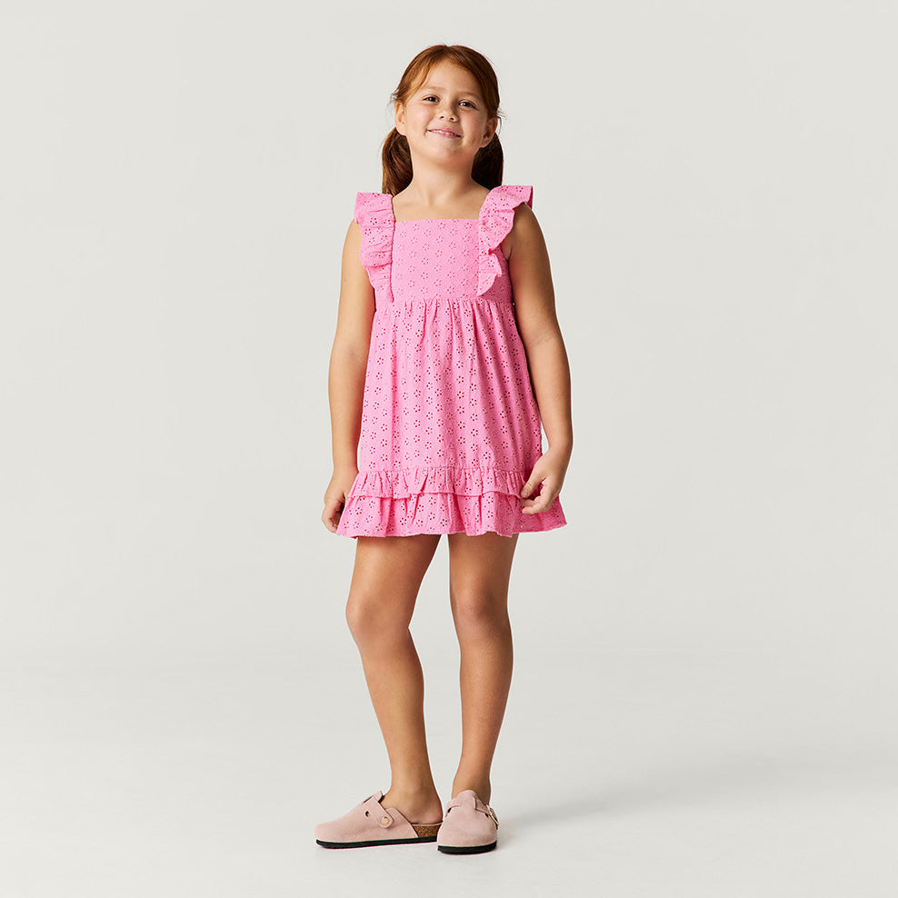 Aurora Pink Eyelet Ruffled Dress