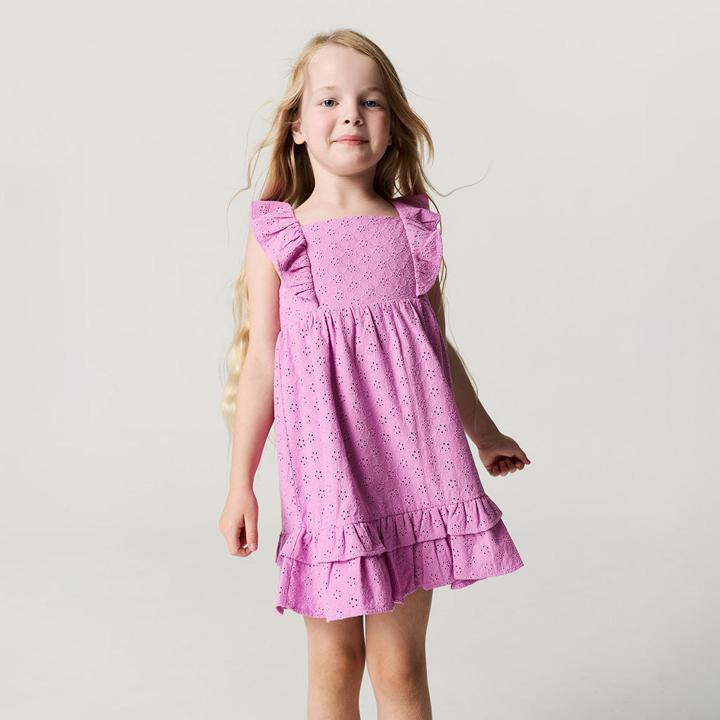 Violet Purple Eyelet Ruffled Dress