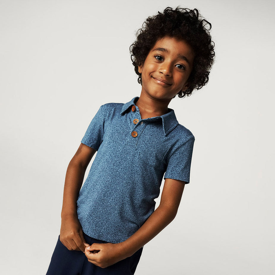 Indigo Denim Collared Henley Top