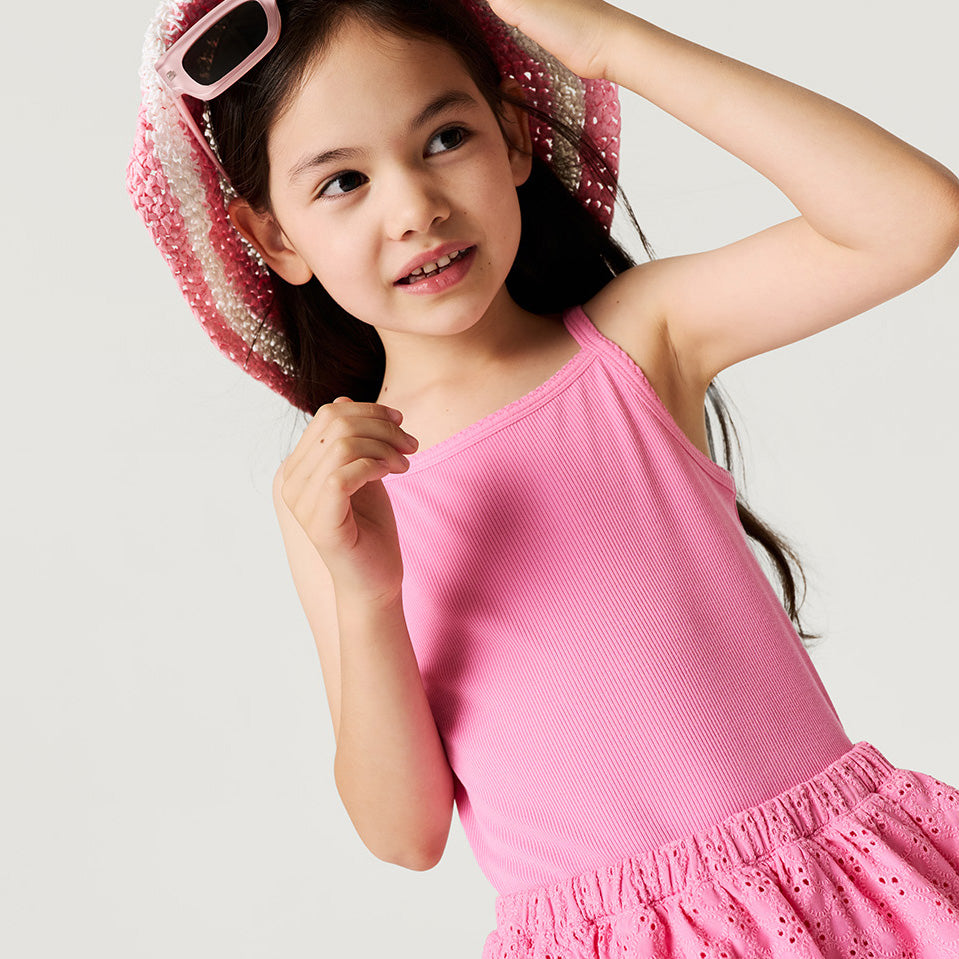 Aurora Pink Premium Knit Rib Scallop Cami