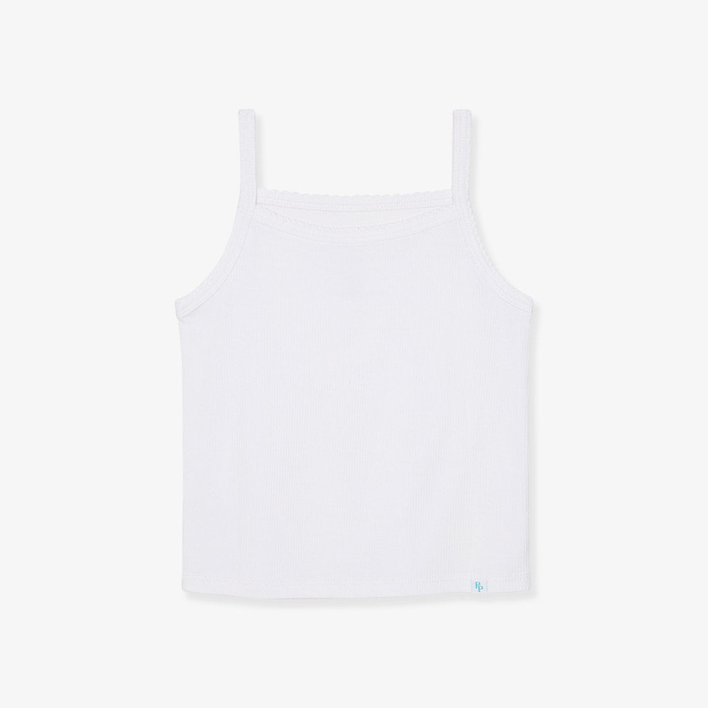 Optical White Premium Knit Rib Scallop Cami