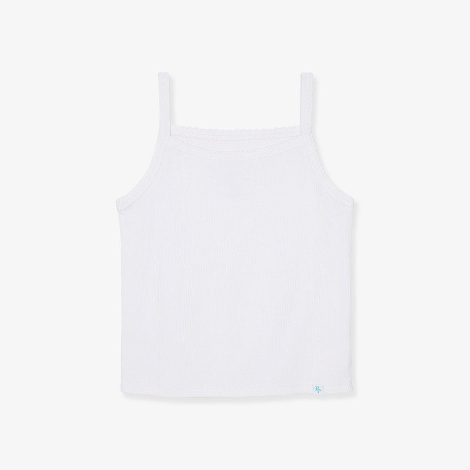 Optical White Premium Knit Rib Scallop Cami
