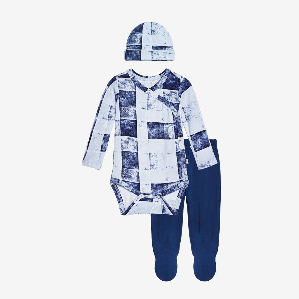 Denim Plaid Kimono Set