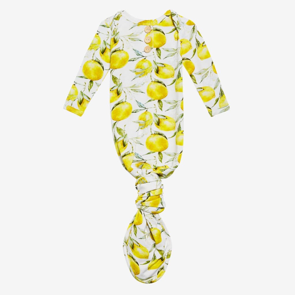 Lemon Button Knotted Gown
