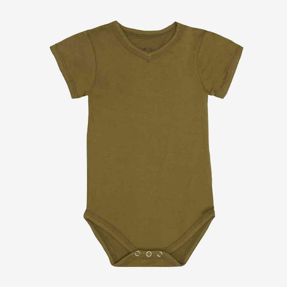 Olive Green V-Neck Bodysuit