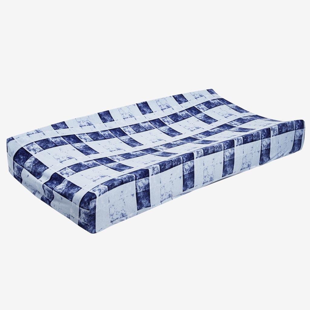Denim Plaid Changing Pad Cover