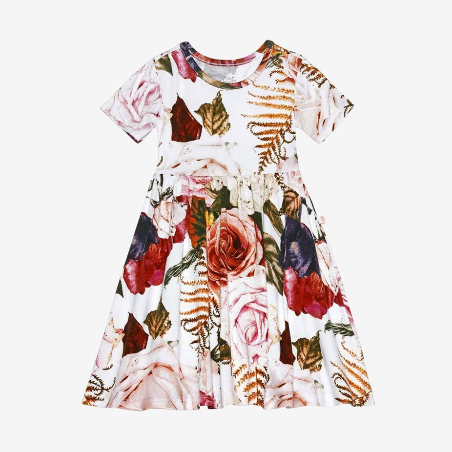 Black Rose Short Sleeve Twirl Dress