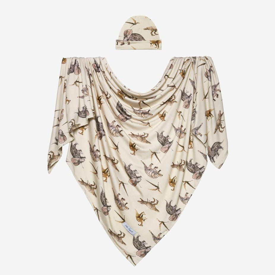 Vintage Dino Swaddle Beanie Set