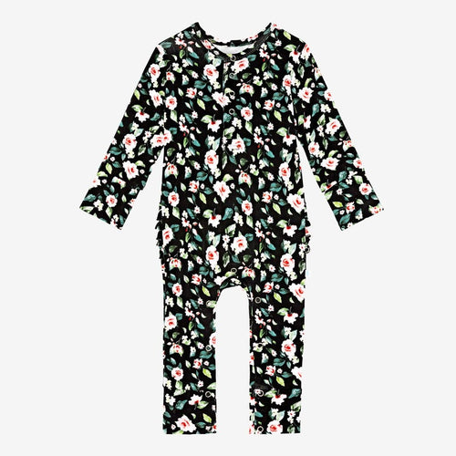 Lina Floral Ruffled Henley Romper