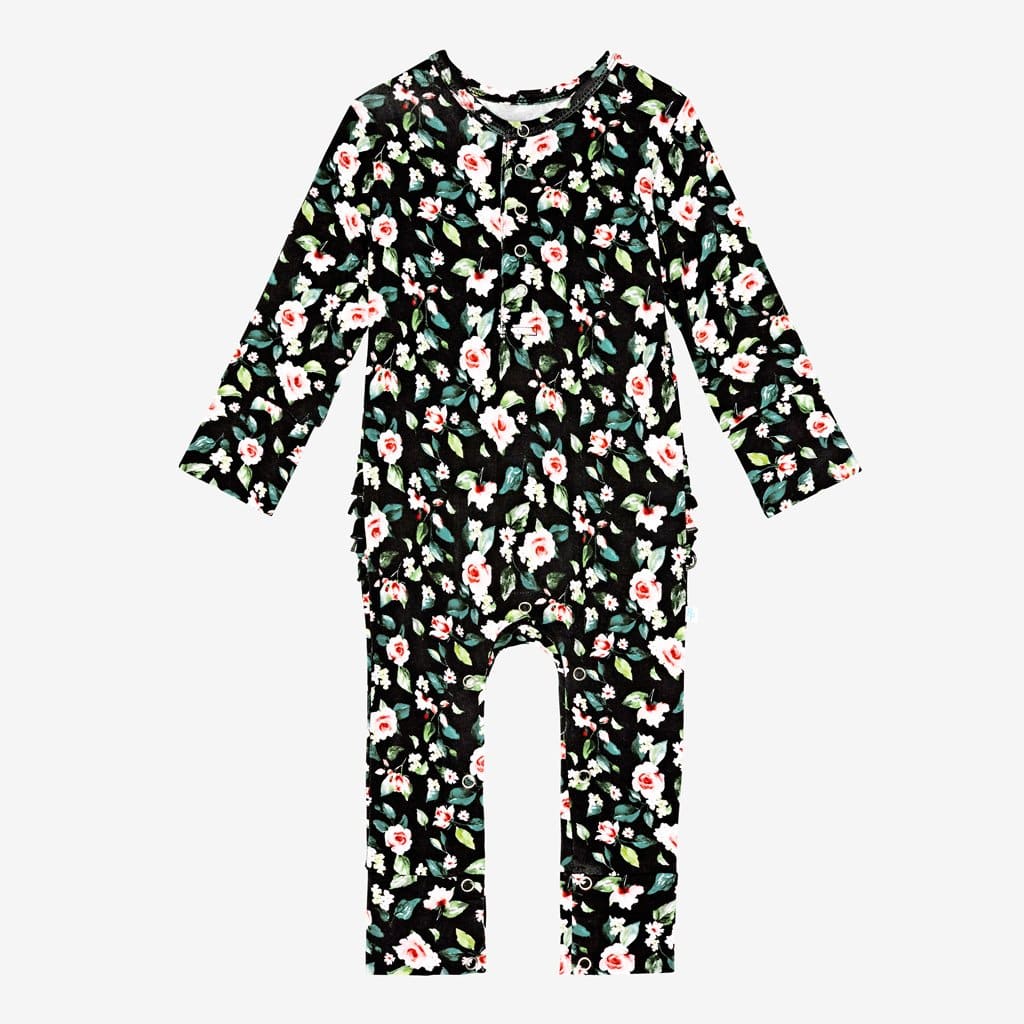 Lina Floral Ruffled Henley Romper