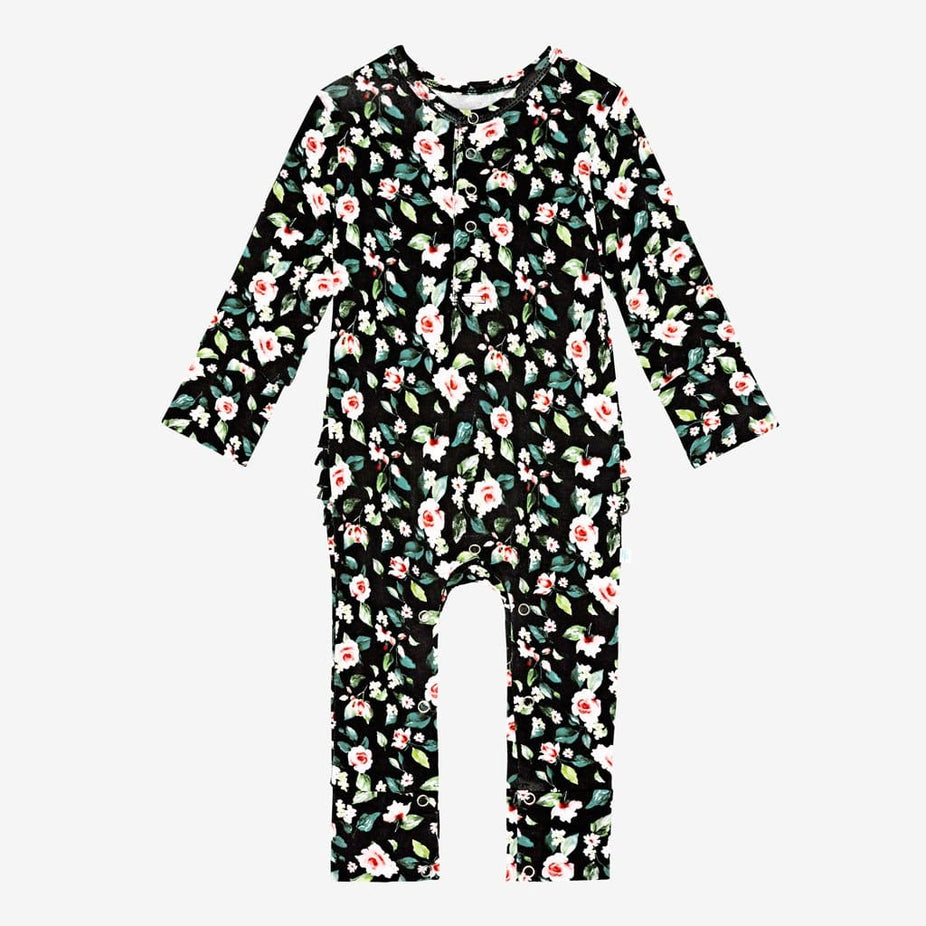 Lina Floral Ruffled Henley Romper