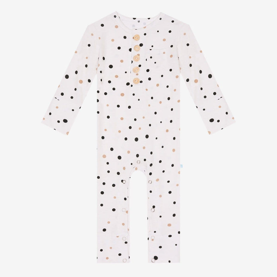 Jamie Polka Dot Henley Romper