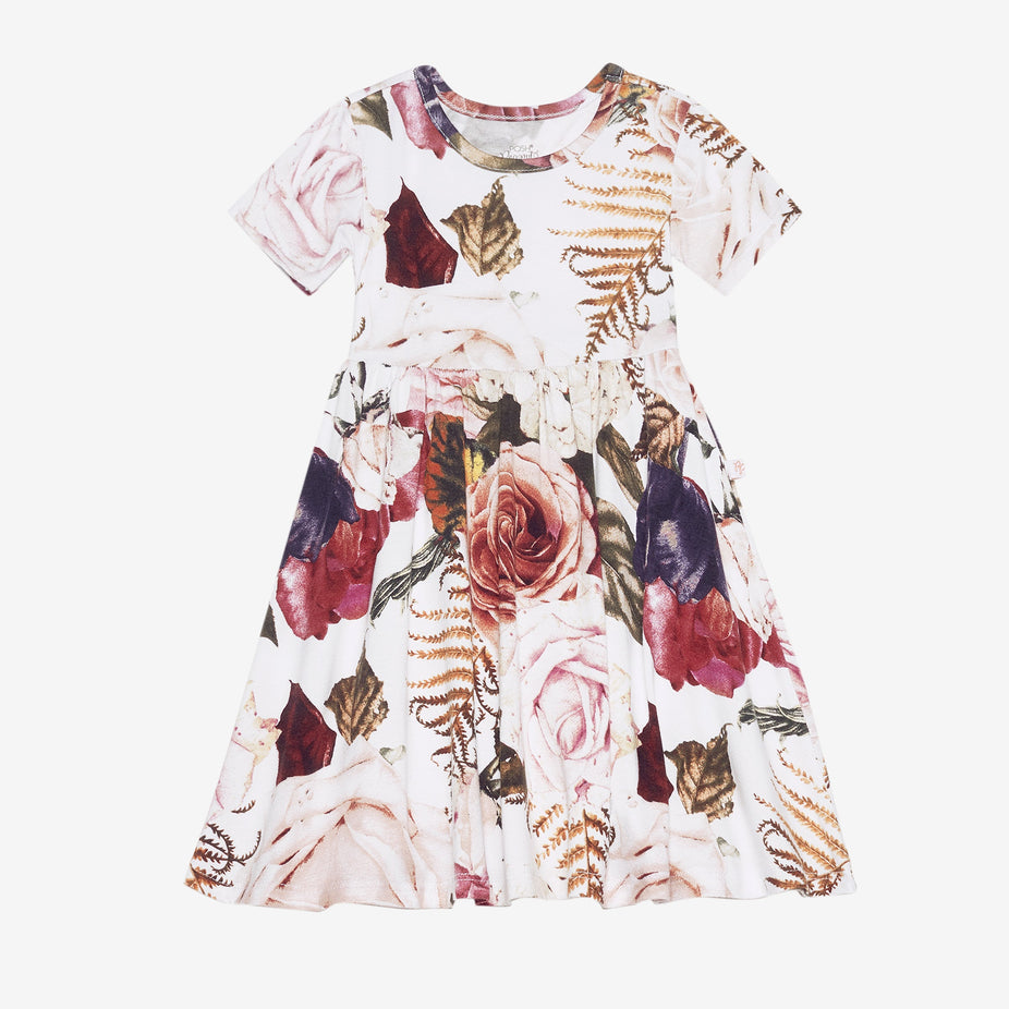 Black Rose Short Sleeve Twirl Dress