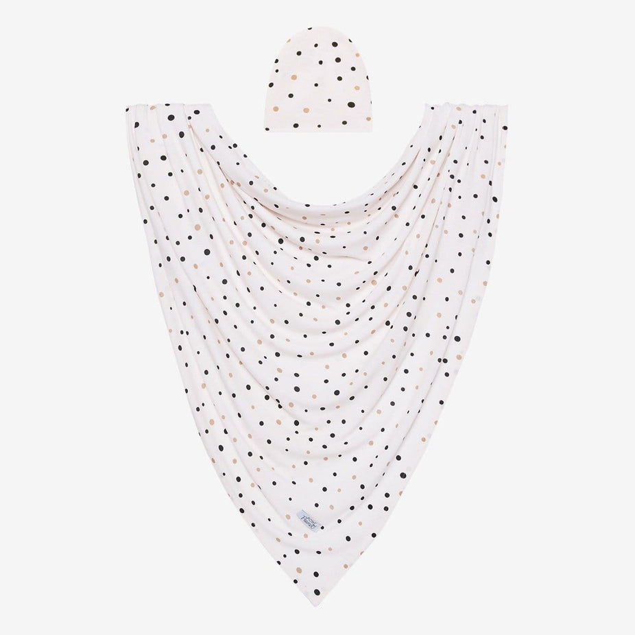 Jamie Polka Dot Swaddle Beanie Set