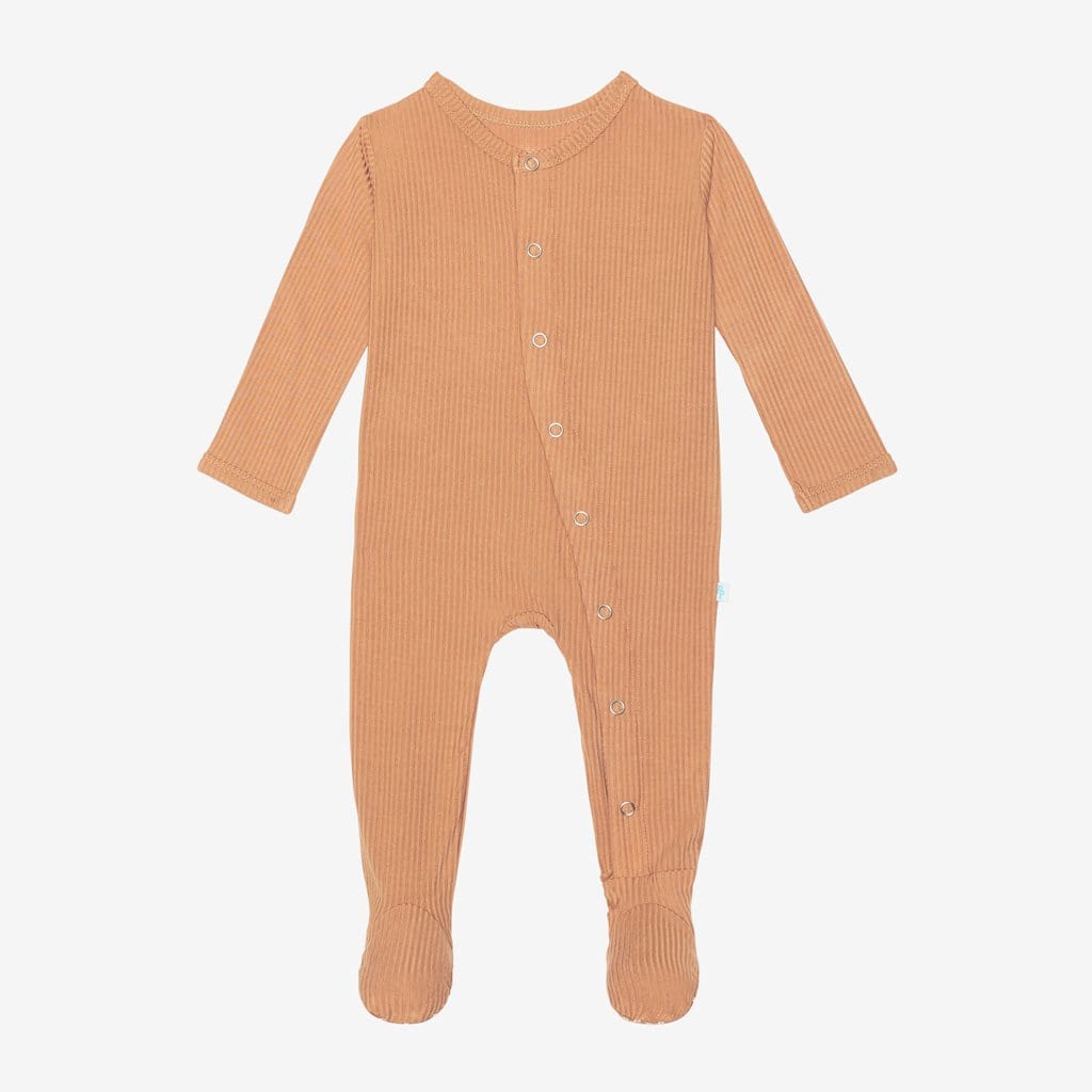 Dark Nude Ribbed Footie Snap One Piece
