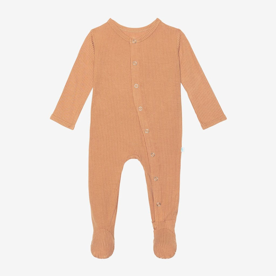 Dark Nude Ribbed Footie Snap One Piece