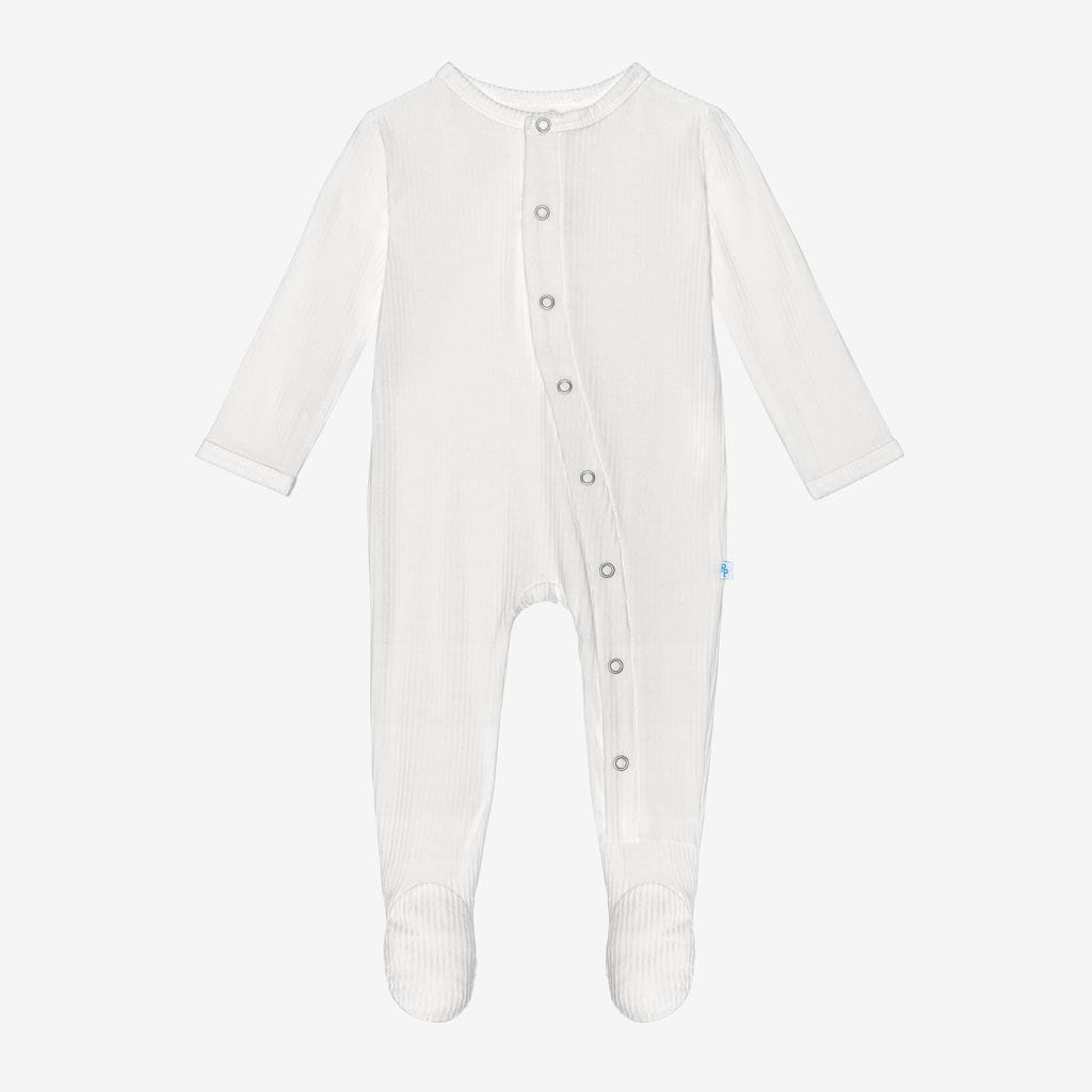 Off White Ribbed Footie Snap One Piece