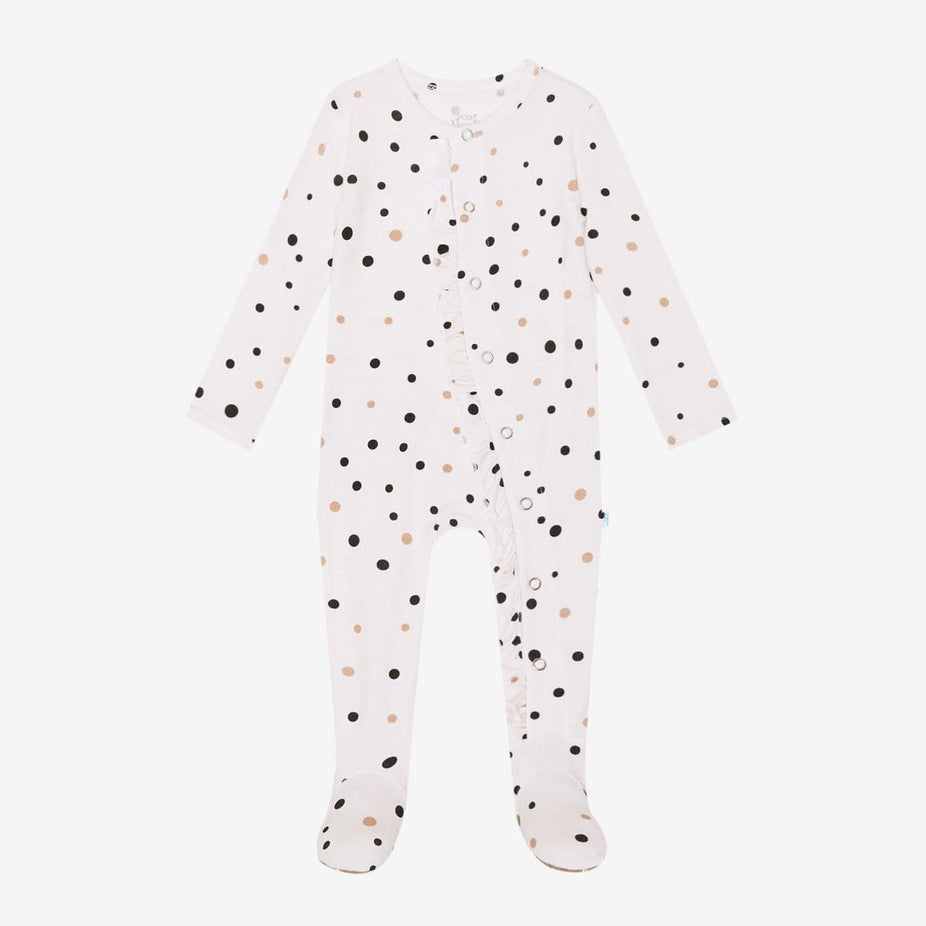 Jamie Polka Dot Footie Ruffled Snap One Piece