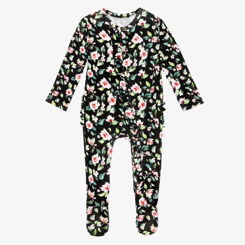 Lina Floral Footie Ruffled Snap One Piece