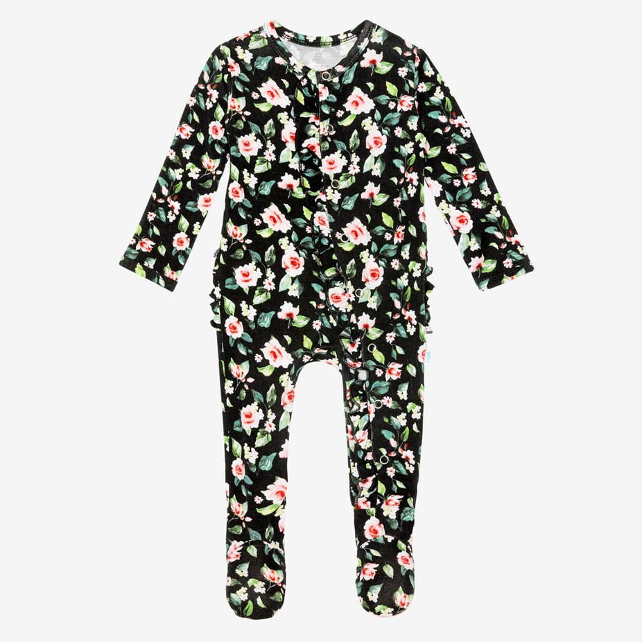 Lina Floral Footie Ruffled Snap One Piece