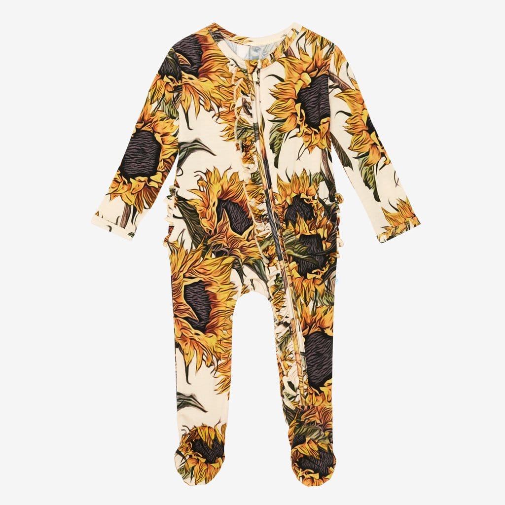 Arev Footie Ruffled Zipper One Piece